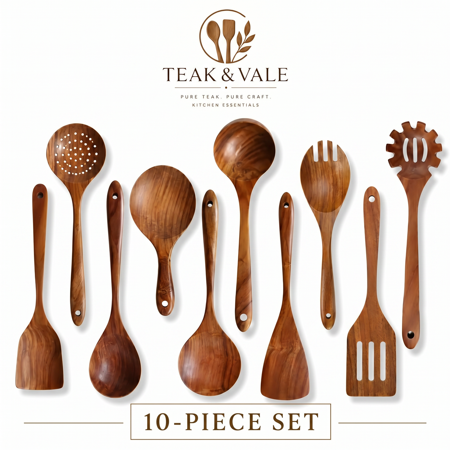 Teak & Vale Artisan Hand-Crafted Pure Teak Utensils