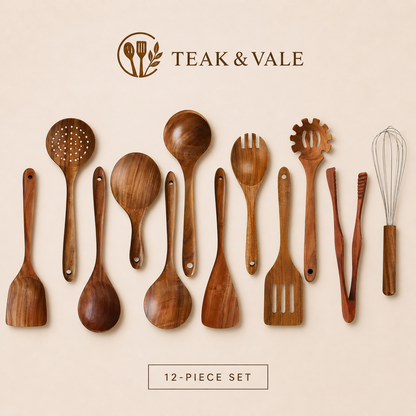 Teak & Vale Artisan Hand-Crafted Pure Teak Utensils