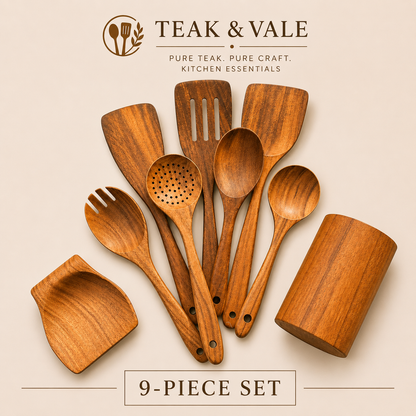 Teak & Vale Artisan Hand-Crafted Pure Teak Utensils