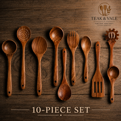 Teak & Vale Artisan Hand-Crafted Pure Teak Utensils