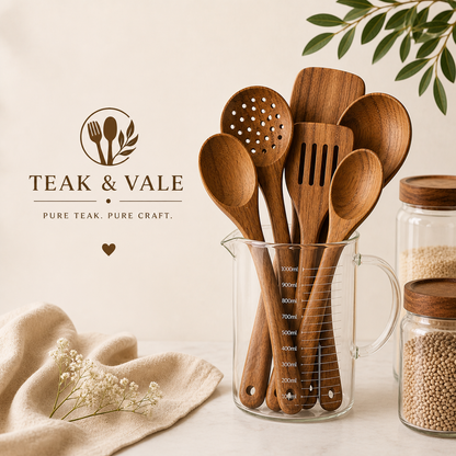 Teak & Vale Artisan Hand-Crafted Pure Teak Utensils