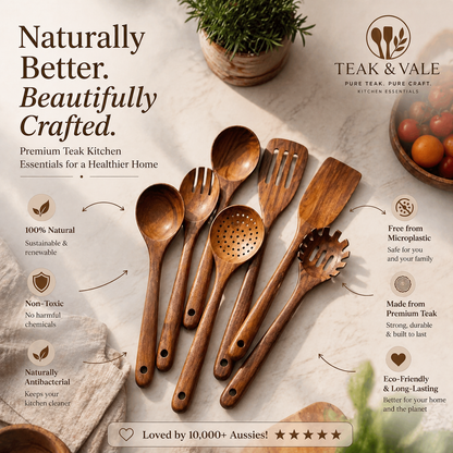 Teak & Vale Artisan Hand-Crafted Pure Teak Utensils