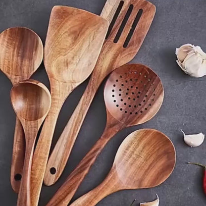 Teak & Vale Artisan Hand-Crafted Pure Teak Utensils